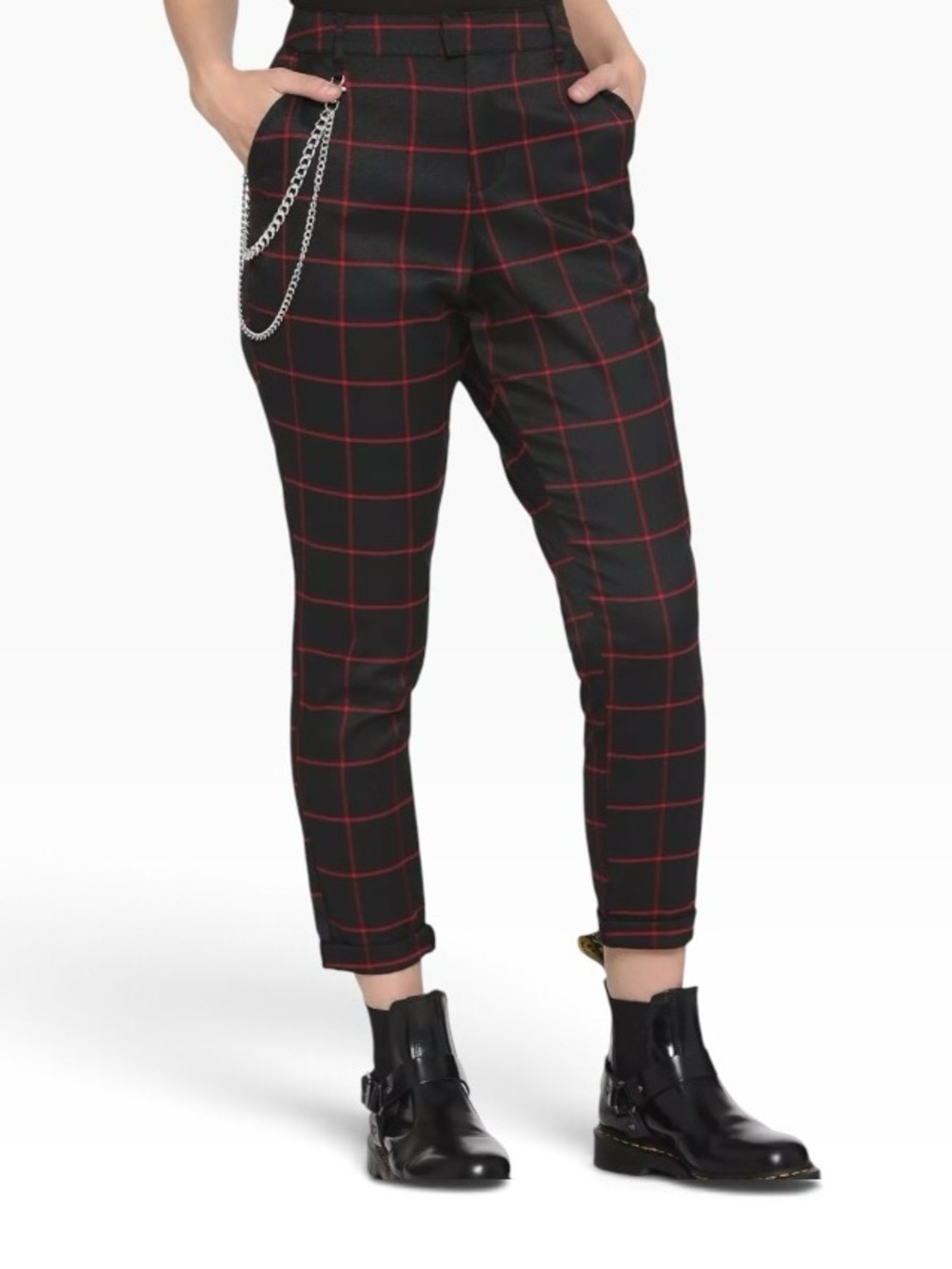 Hot Topic Red & Black Emo Punk Grid Pants XL